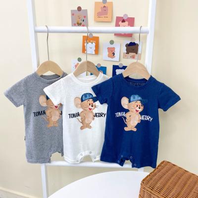 China Leisure 2022 Newborn Summer Baby Short Sleeve Cartoon Onesie Boy Baby Clothes for sale