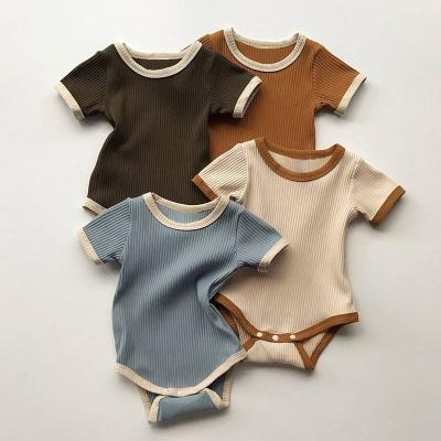 China Wholesale Cotton Unisex Overalls Mint Stripe Mine Romper Newborn Infant Baby Toddler Summer INS Baby Clothes for sale