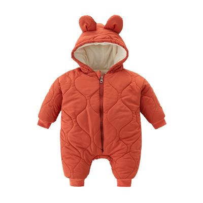 China Winter Newborn Baby Cartoon Clothes Plush Infant Cotton One-Piece Romper Hooded Romper for sale