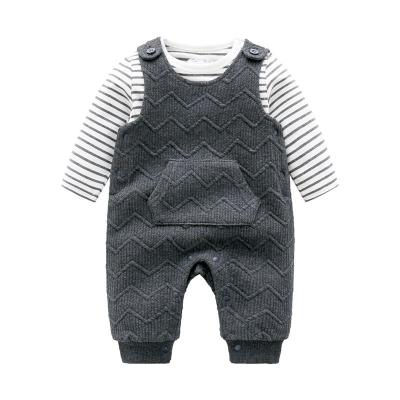 China Wholesale spring&autumn babyboy romper ins newborn toddler suspenders and shirt child cloth two piece set jumpsuit for sale