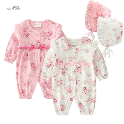 China 100% Cotton Baby Romper Toddler Jumpsuit Onesie High Quality Flower Printed Infant Baby Clothes Baby Romper Set for sale