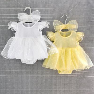 China Wholesale Type 100% Cotton Romper Summer Princess Lace Short Sleeve Baby Dresses Infants Toddler Clothing Newborn Baby Clothes for sale