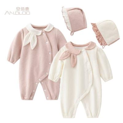 China Infant Babies Winter Toddler Clothing Rompers Rabbit Clothing Collar Warm Cute Design Long Sleeve Casual Soft Sheared Infant Jumpsuit for sale