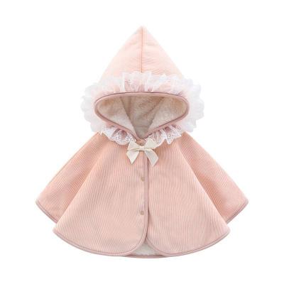 China Casual Warm Pink Babies Sheared Lace Coat Velor Toddler Kids Winter Wear With Hoodie, Kids Winter Hoodie Coat for sale