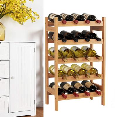 China Storge Home Storage Wine Rack Wooden Wine Rack Stand Shelf Bamboo Wine Rack for sale