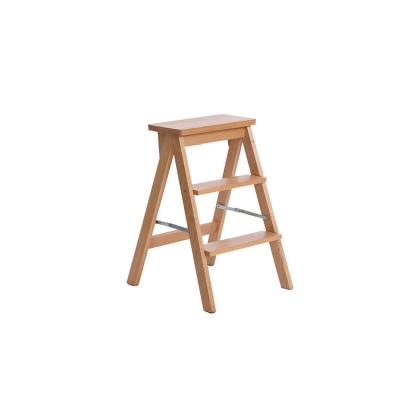 China Wholesale Factory Price 3-Tiers Step Ladder Stool Solid Wood Design Foldable for sale