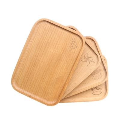 China Durable Beech Japanese Style Simple Solid Custom Dining Dishes Tray Factory Wholesale Dinner Plate Dish for sale