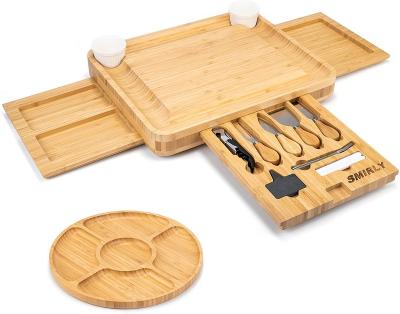 China Large BAMBOO Charcuterie Board Set Bamboo Cheese Board and Knife Set for sale