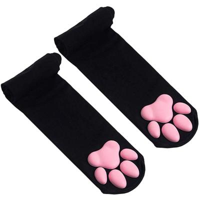 China Long Cat Paw Pad Cotton Socks QUICK DRY for Girls Cat Footprint Over Knee Thigh Women Stocking Cute Cosplay Fashion for sale