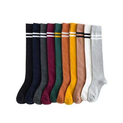 China Funny Cute Women's JK Uniforms Long Tube Socks QUICK DRY Striped Socks Long Socks Loose Cotton Yellow White for sale