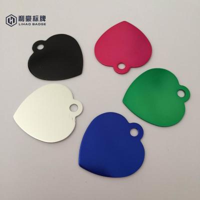 China Viable Anodized Aluminum Pet ID Tags Colorful Anodized Dog Tag Heart Shape Pet Collar Pendant for sale