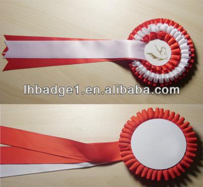 China Europe horse ribbon rosette white red badge for sale