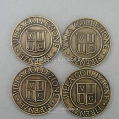 China Custom Antique Zinc Alloy Europe Metal Coin Mark for sale