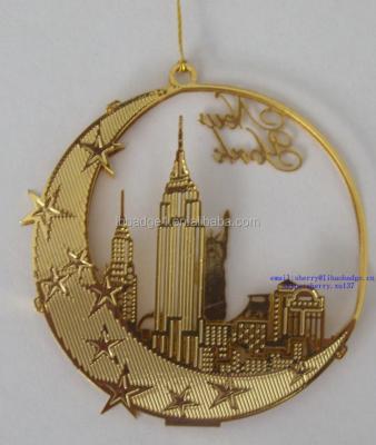 China Europe Round Shaped 3D Effect Double Side Locator , Gold Moon Locator , Custom Hollow Metal Locator for sale