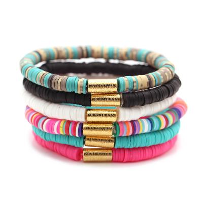 China Colorful Soft Ceramic Beaded Bracelet Cute Handmade Woven Bracelets For Women Men Elastic Bracelet Gift Jewelry for sale