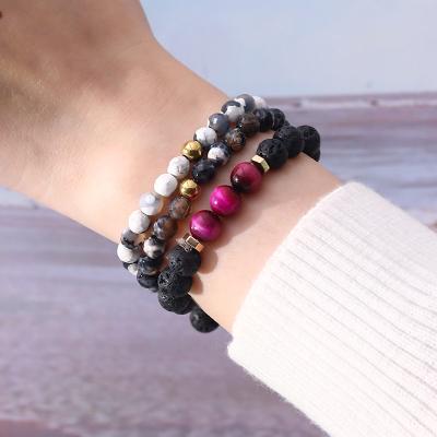 China Handmade Natural Stone Beaded Bracelets New Fashion Handmade Natural Stone Bracelet Tiger Eye Stone Amethyst Beaded Stretch Bracelets For Women Men Gift Couples Bracelet for sale