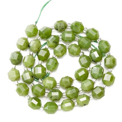 China Wholesale Fashionable Olive Shape Faceted Natural Green Canada jades stone bead for jewelry DIY for sale