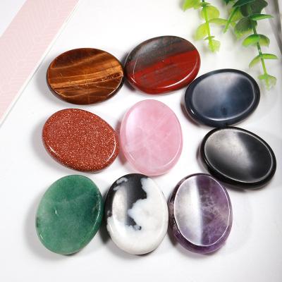 China Pocket Western Natural Stone Worry Healing 35x45mm Thumb Crystal Massage Chakra Worry Stone Crystal Gemstone for sale