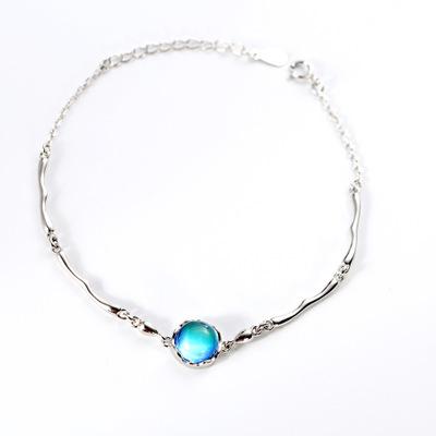 China Trendy New Style Vintage Jewelry 925 Sterling Silver Gemstone Women Chain Bracelet For Girlfriend Gifts for sale