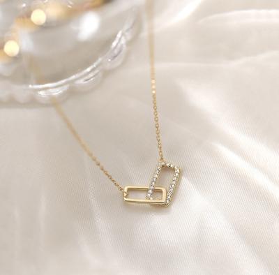 China Casual/Sporty Fashion 925 Exquisite Luxury Sterling Sliver Custom Square Necklace For Women Bling Chain for sale