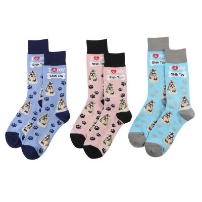 China White Shih Tzu Dogs Socks Unisex Men's Breathable Long Socks for sale