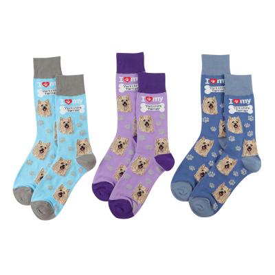 China Breathable Yorkshire Terrier Socks Wholesale Happy Logo Socks Unisex Custom Women Socks for sale