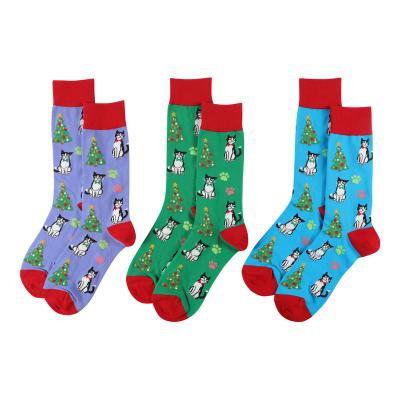 China Unisex Custom Christmas Stocking Cat Christmas Socks Breathable Cotton Socks Stocking Novelty Gifts for sale