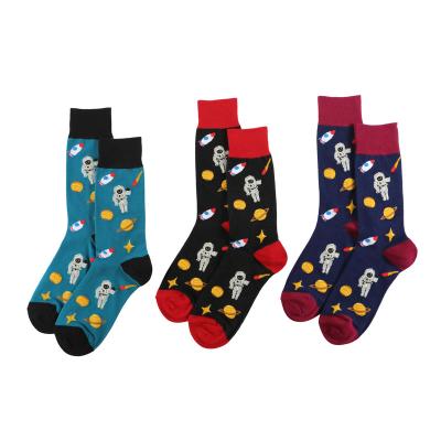 China Unisex 100% Cotton Breathable Socks Astronaut Christmas Stocking Sports Socks for sale