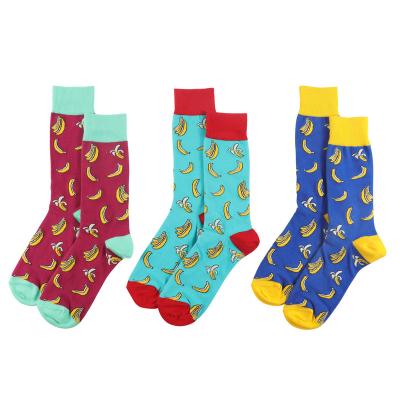 China 100% Cotton Breathable Cool Unisex Sports Socks Bananas Logo Custom Novelty Booties Men's Socks for sale