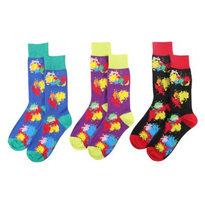 China Socks Breathable Cotton Splatter Paint Unisex Sport Socks Custom Logo Novelty Socks for sale