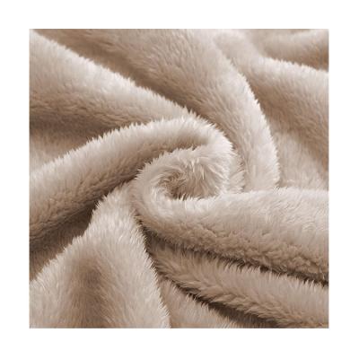 China Anti Pill Knitted Sherpa Fleece Fabric Camel Plain Colors All Custom Arctic Velvet Dyed Plush Microfiber Super Soft Solid For Blanket for sale