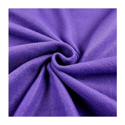 China High Quality Fleece Microfiber Fabric Hex Fleece Fabric Anti Pill Knitted Polyester Rolls Super Soft Warm Plush Running Solid Purple Color for sale