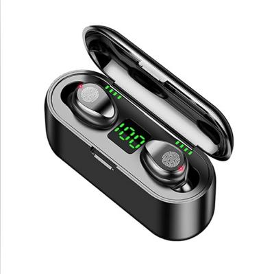 China hot selling In-ear noise canceling BT5.0 sport wireless earbuds with power bank battery display F9 for sale