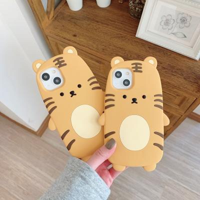 China Cute Waterproof 3D Cartoon Tiger Soft Silicone Protective Phone Case For iPhone 13 12 11 pro Max Shockproof Back Cover for sale