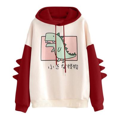 China QUICK DRY Loose Sweatshirt Dinosaur Cartoon Print Female Hoodies Fall Casual Dinosaur Pullover for sale