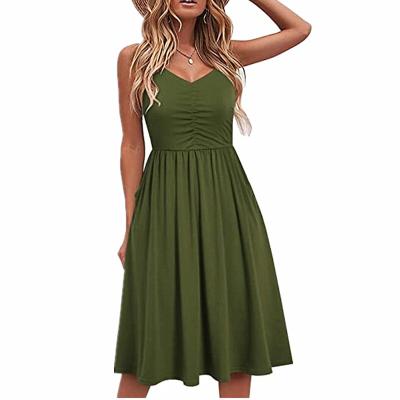 China New Anti-Static Wholesale Casual Sundresses For Women Cotton Summer Beach Dress Sleeveless Sundresses With Pockets for sale