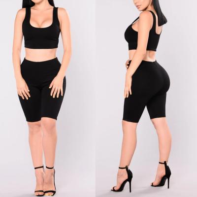 China High Quality Hot Selling Sexy Yoga Wear Anti-UV Women's Empty Stretchy Biker Shorts Sets for sale