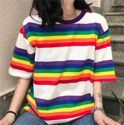 China Viable xxxxl usa color stripe plus size cotton women t shirts news design pictures with custom size and logo printing for sale