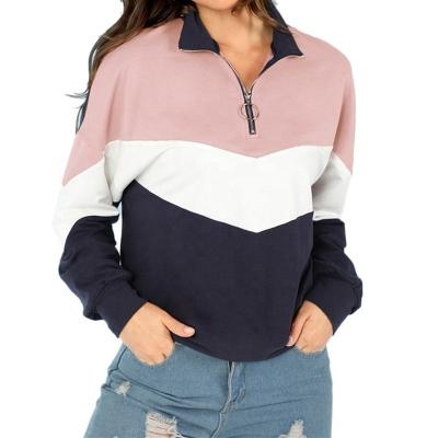 China 2022 New Arrival Fashion Anti-wrinkle Streetwear 1/4 Zipper Fleece Pullover Sweatshirt Custom Women Blouse Hoodies Women Sweatshirt for sale