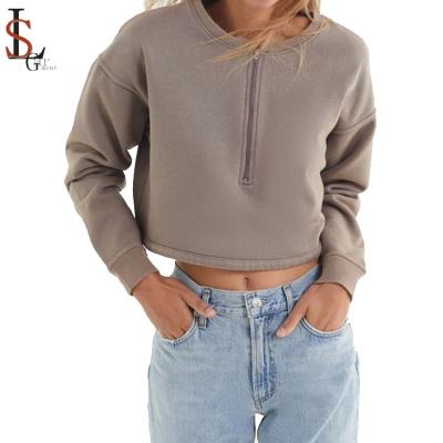 China Newest Design Fashion 2018 Crewneck Sweatshirt Womens Breathable Wholesale Custom Oversized Half-zip Crop Top Sweatshirt for sale