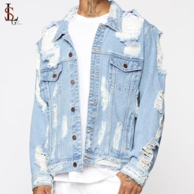 China Manufacturer QUICK DRY high quality wholesale fashion thin cotton ripped jeans jacket men for sale