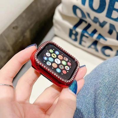 China Dirt Resistant Blingbling Luxury PC Plating Diamond Watch Full Coverage Apple Watch Diamond Case For Iwatch for sale