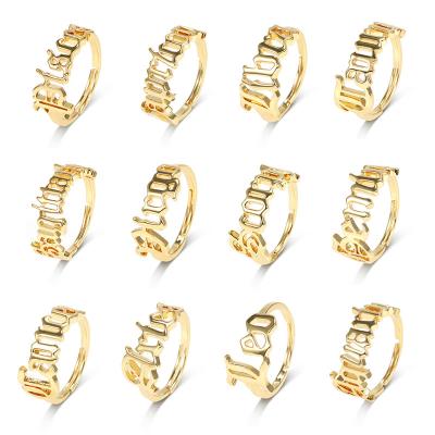 China New Arrivals Environmentally Friendly Women's Ring Female Personality Copper Twelve Constellation Jewelry Shining Ring for sale