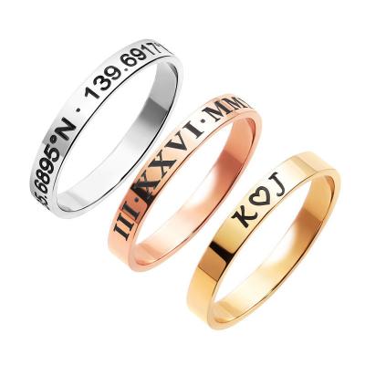 China Hot Selling Vintage Letter Name Rings Real Popular Stainless Steel Gold Plated Rings For Women for sale