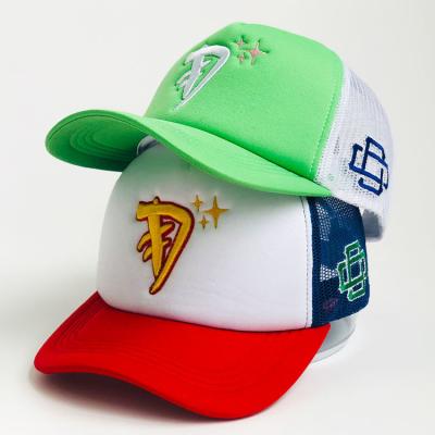 China Wholesale JOINT Men's 3D Embroidered Printed Logo Printed 5 Panel White Mesh Foam Solid Color Sports Hat Custom Trucker Hat for sale