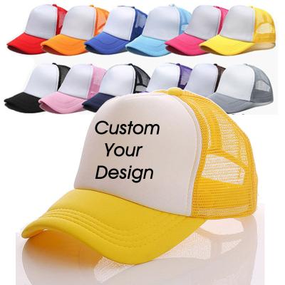 China JOINT Wholesale Cheap Hip Hop Blank Dad Caps Embroidered Mesh Foam Baseball Hat Trucker Cap Custom Logo Printing 5 Panel for sale