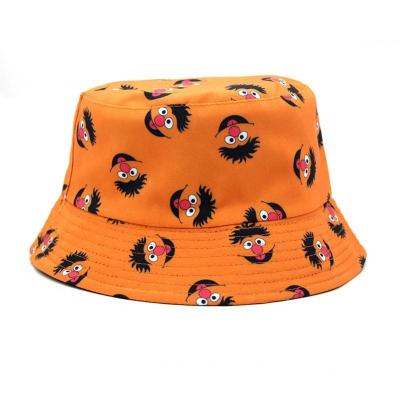 China Reversible Sesame Street Wholesale Casual Fisherman's Hat Cartoon Printing Bucket Hats for sale