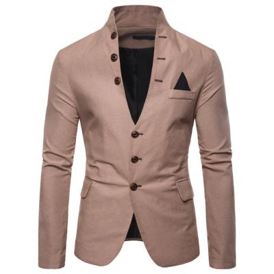 China New Style Anti-wrinkle Multi-button Row Business Hombre Blazer Verano Long Sleeve Stylish Simple Decoration Stand-collar Tops Men's Suit for sale