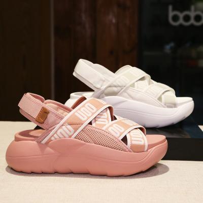 China 2021 New Fashion Trend Pure Pink Black Color Wedge Ladies Sandals Classic Designed Female Shoes for sale