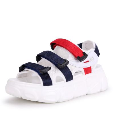 China Fashion Trend 2021 On Stock Supply Female Textile Color Upper White Women's Beach Sandals Ladies Summer Sandals for sale